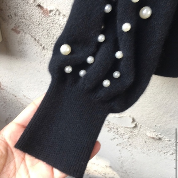 Charter Club Cashmere Imitation Pearl Embellished Sweater in black size 1X - Picture 8 of 10